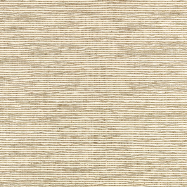 Warm beige textile with fine, uneven taupe horizontal stripes and woven texture