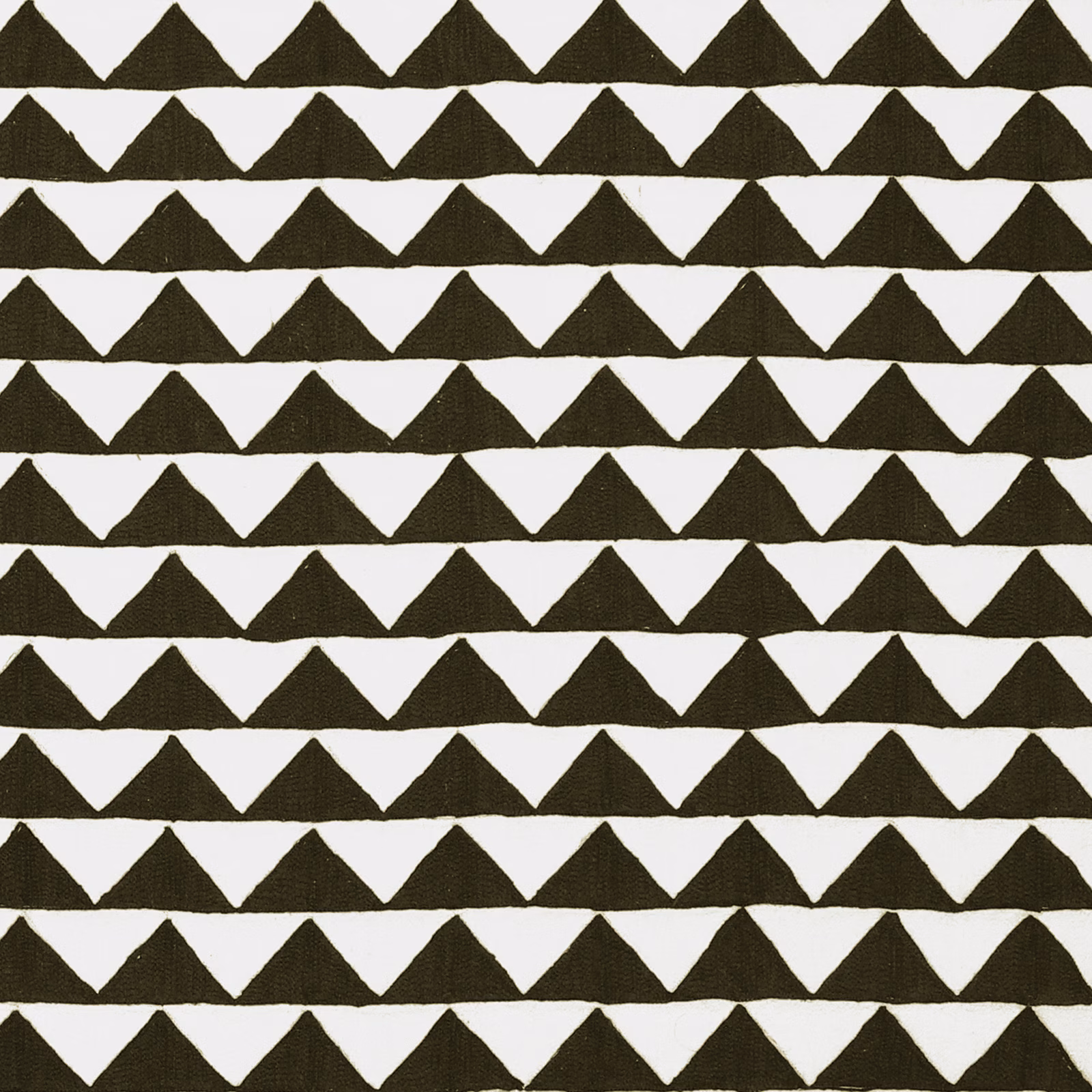 Deep olive triangular rows on an ivory, lightly textured textile surface