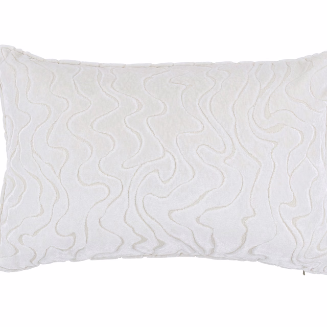 Ivory Moonbeam cushion with raised meandering lines across a softly textured surface