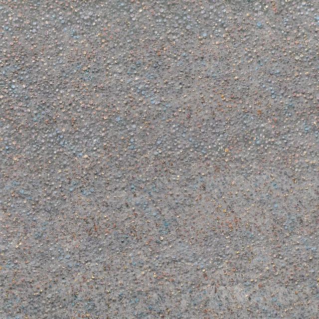 Cool mineral-grey nubby textile with blue and rust flecks across its pebbled surface