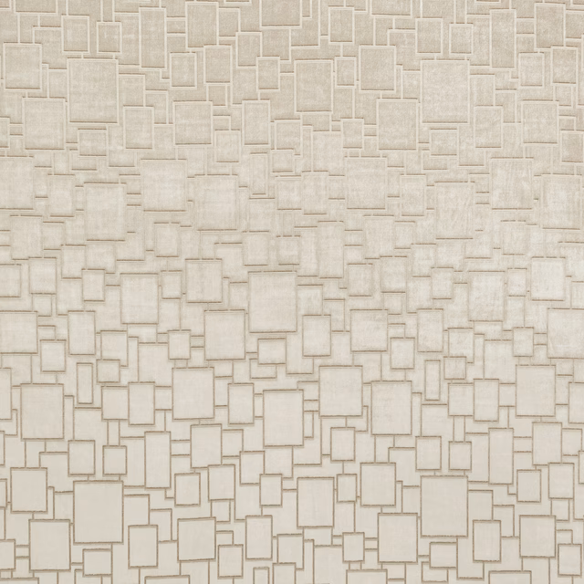 Pale cream textile with layered outlined rectangles and a softly textured surface