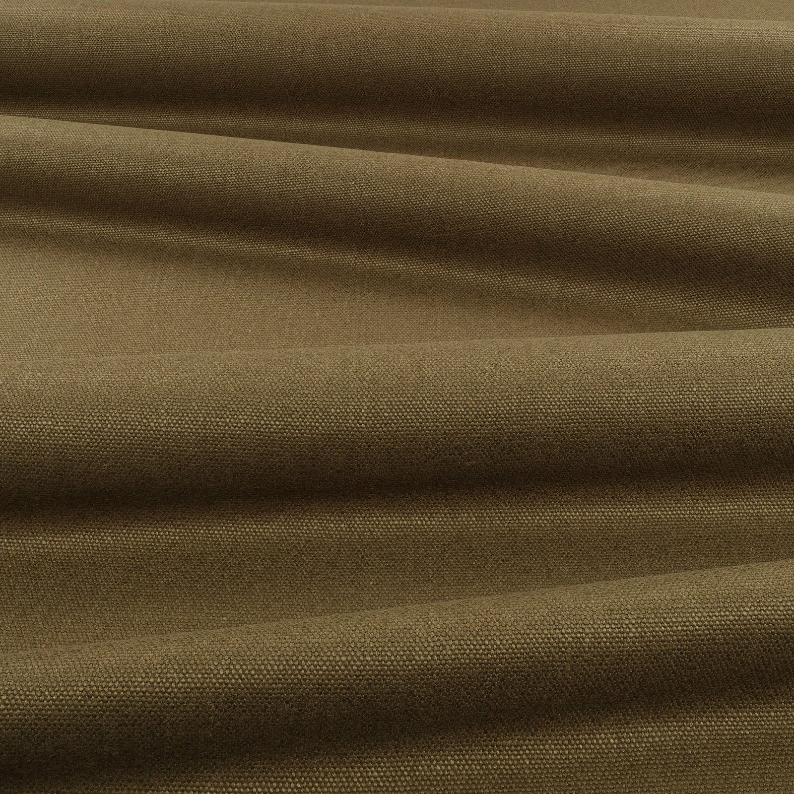 Muted olive-brown moss fabric showing fine woven texture in softly folded layers