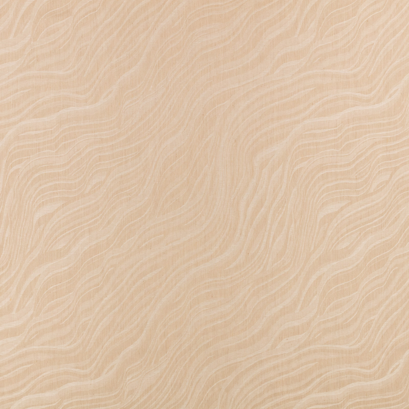 Warm buff textile with fine ivory, flowing wave lines and softly woven texture
