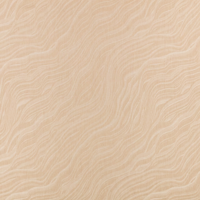 Warm buff textile with fine ivory, flowing wave lines and softly woven texture