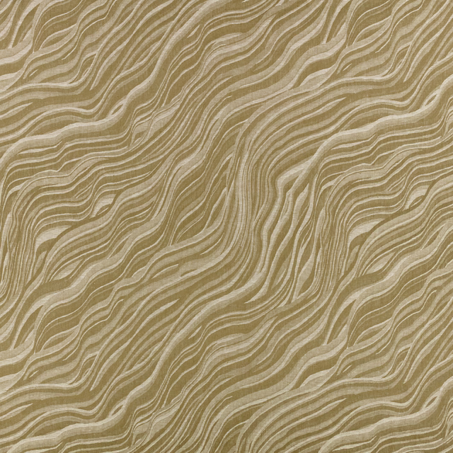 Muted olive textile with cream, taupe and ivory flowing wave lines