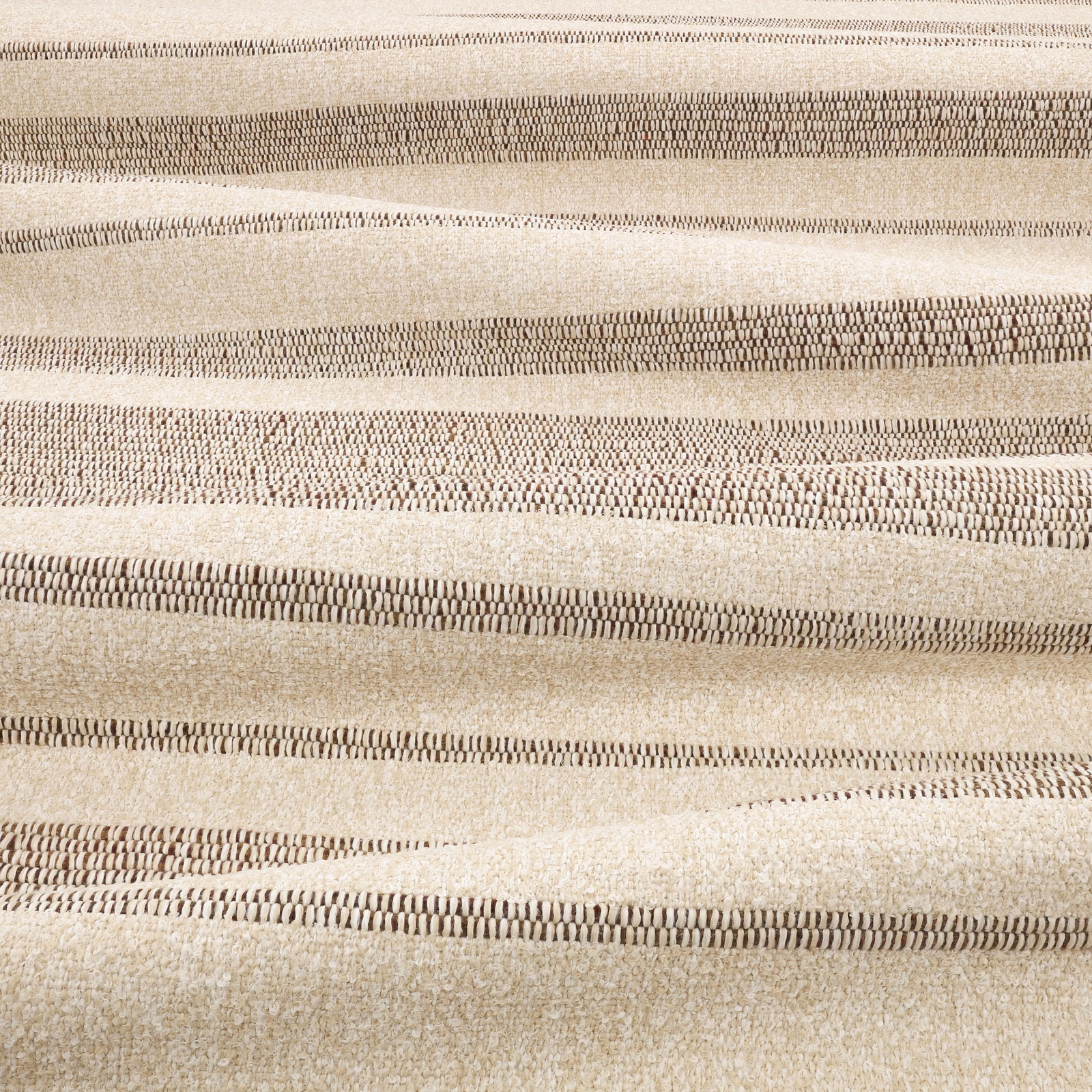 Warm mocha and ivory woven bands with irregular, tactile horizontal texture