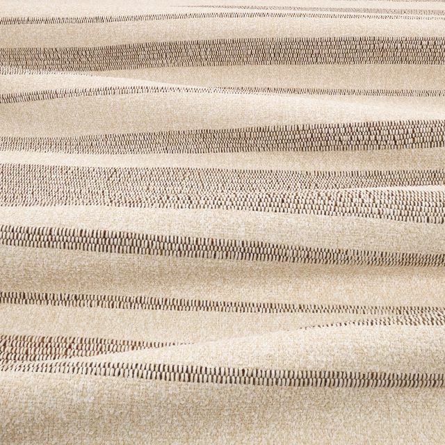 Warm mocha and ivory woven bands with irregular, tactile horizontal texture