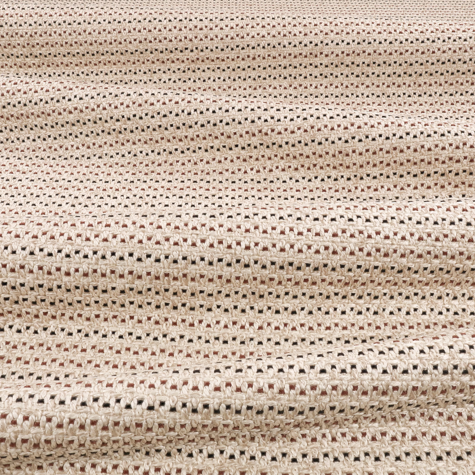 Warm beige outdoor weave with cream rows and muted brown flecks