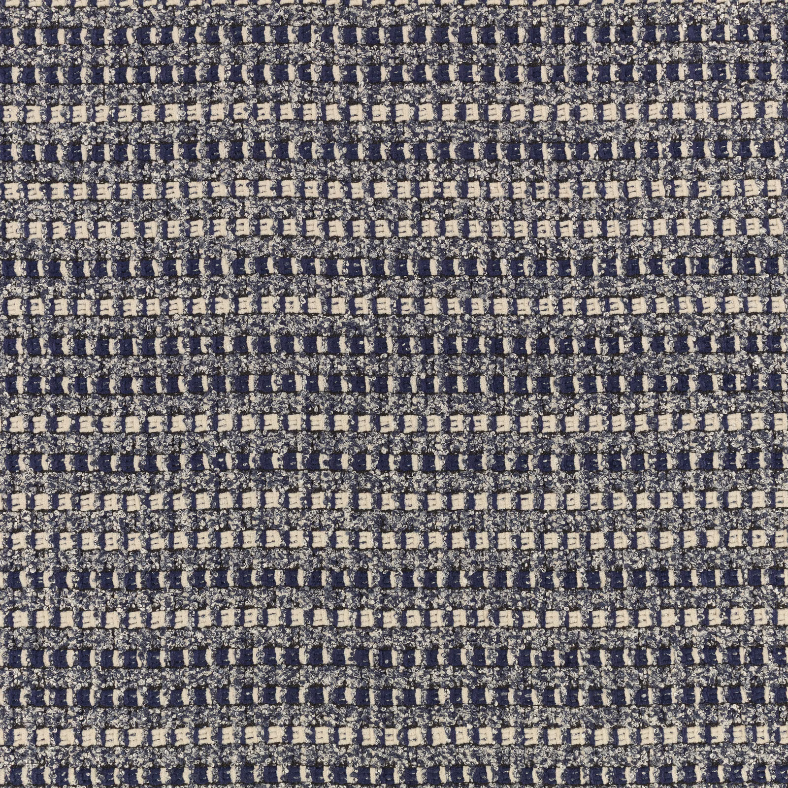 Deep ocean-blue woven textile with cream flecks in compact horizontal rows