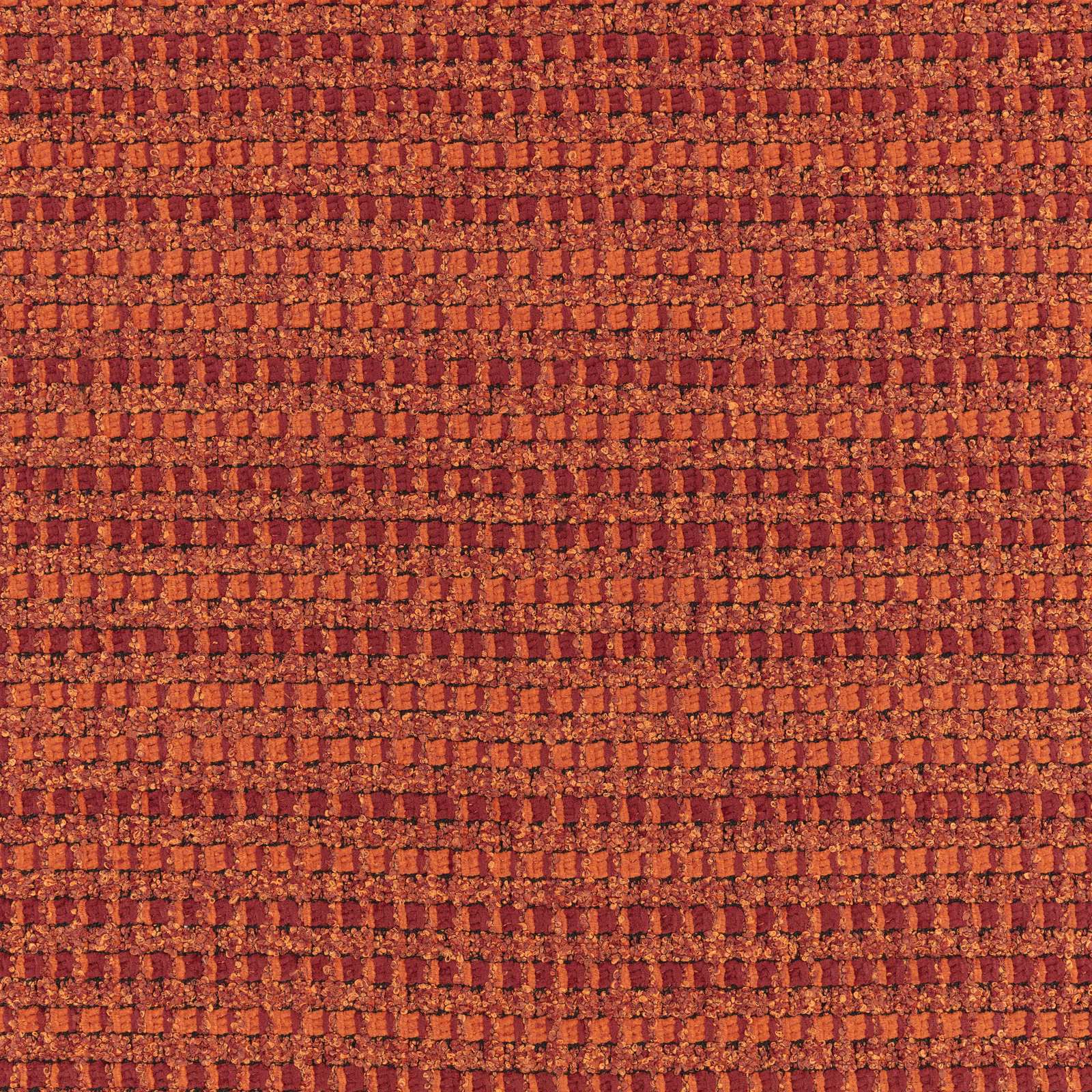 Rust orange outdoor weave with chunky horizontal rows and darker red flecks