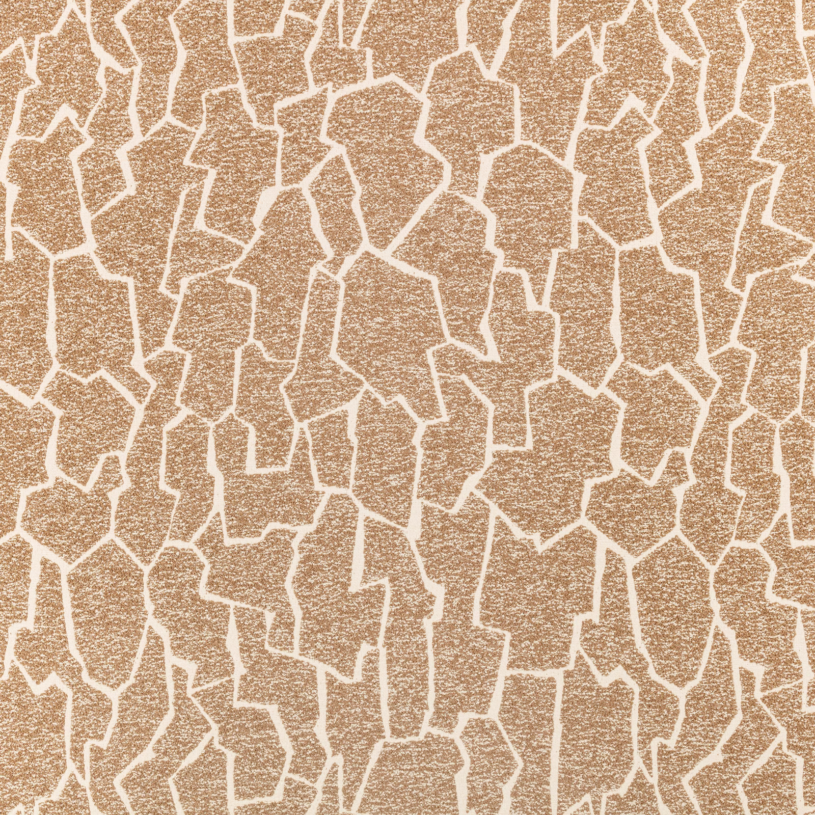 Warm camel woven textile with cream irregular crackle lines forming angular shapes