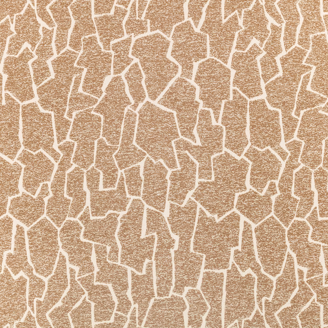 Warm camel woven textile with cream irregular crackle lines forming angular shapes