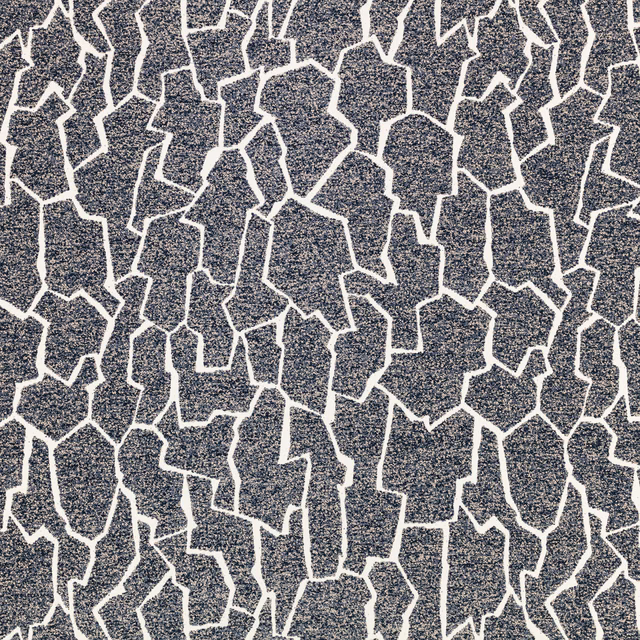 Deep ocean-blue outdoor fabric with ivory fissures and a flecked geometric texture