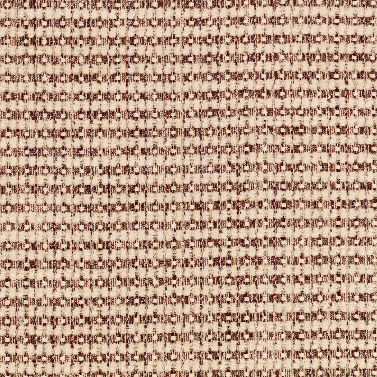 Cream and umber woven check with a nubby, irregular textured surface