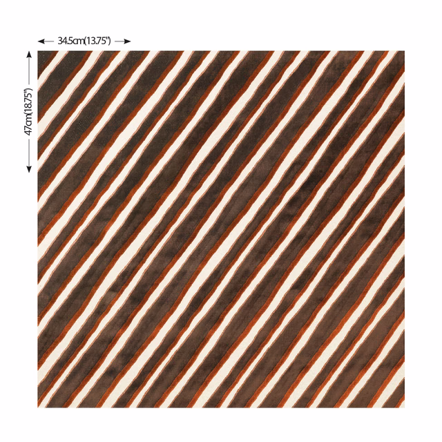Warm cognac and cream diagonal stripes with a softly mottled woven texture