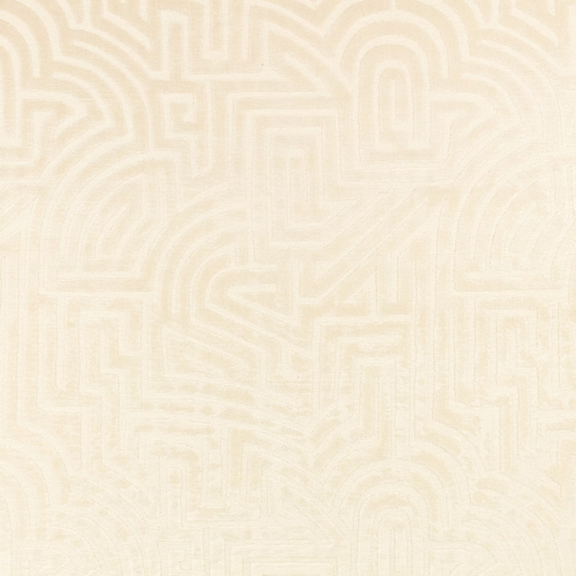 Oyster cream textile with raised tonal maze lines and rounded geometric arches