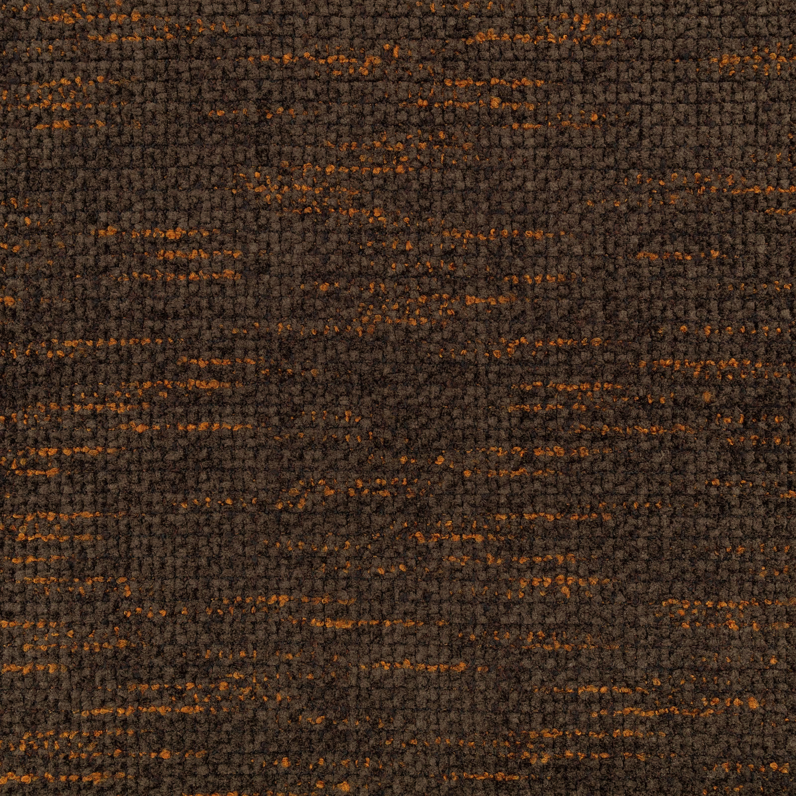 Dark espresso brown nubby weave with broken cognac horizontal flecks