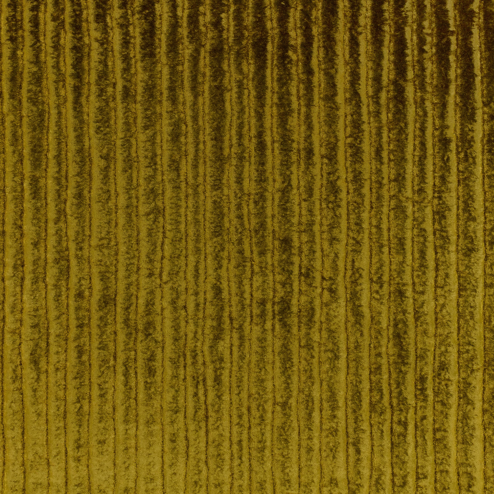 Mossy olive velvet with irregular dark vertical striations and softly lustrous pile
