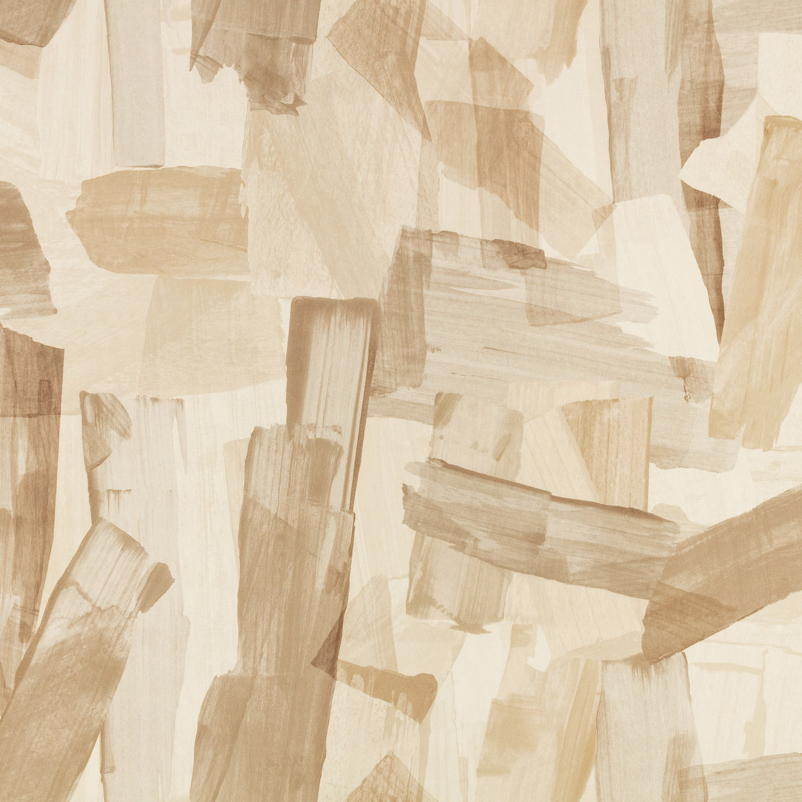 Warm ivory textile with layered beige brushstrokes in an abstract painterly design