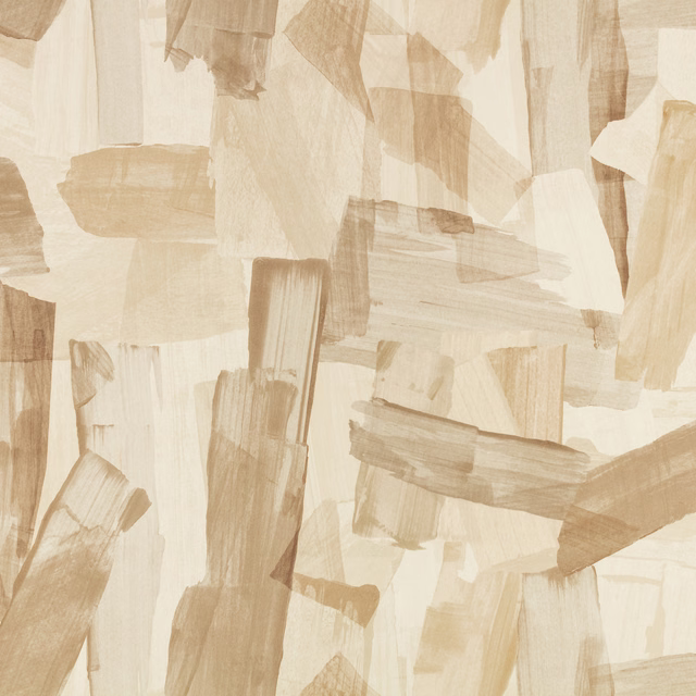 Warm ivory textile with layered beige brushstrokes in an abstract painterly design