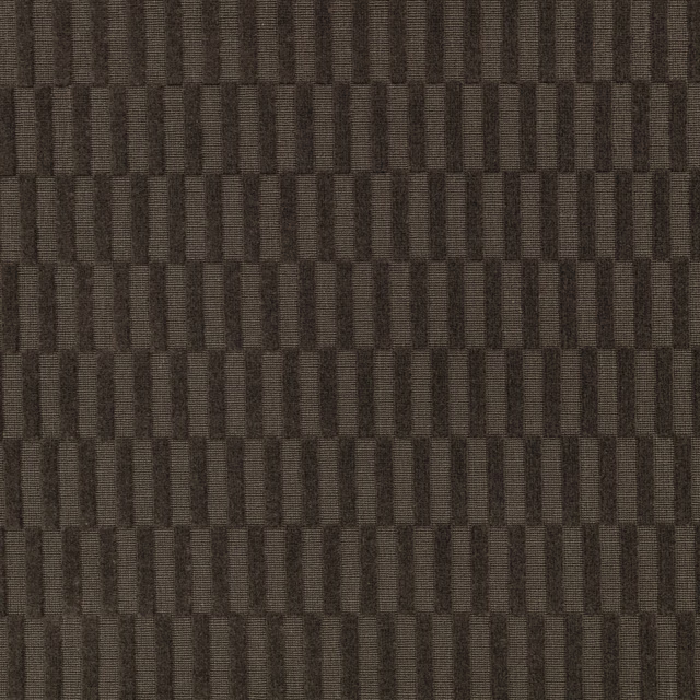 Dark espresso-brown woven fabric with vertical bars and stepped geometric blocks