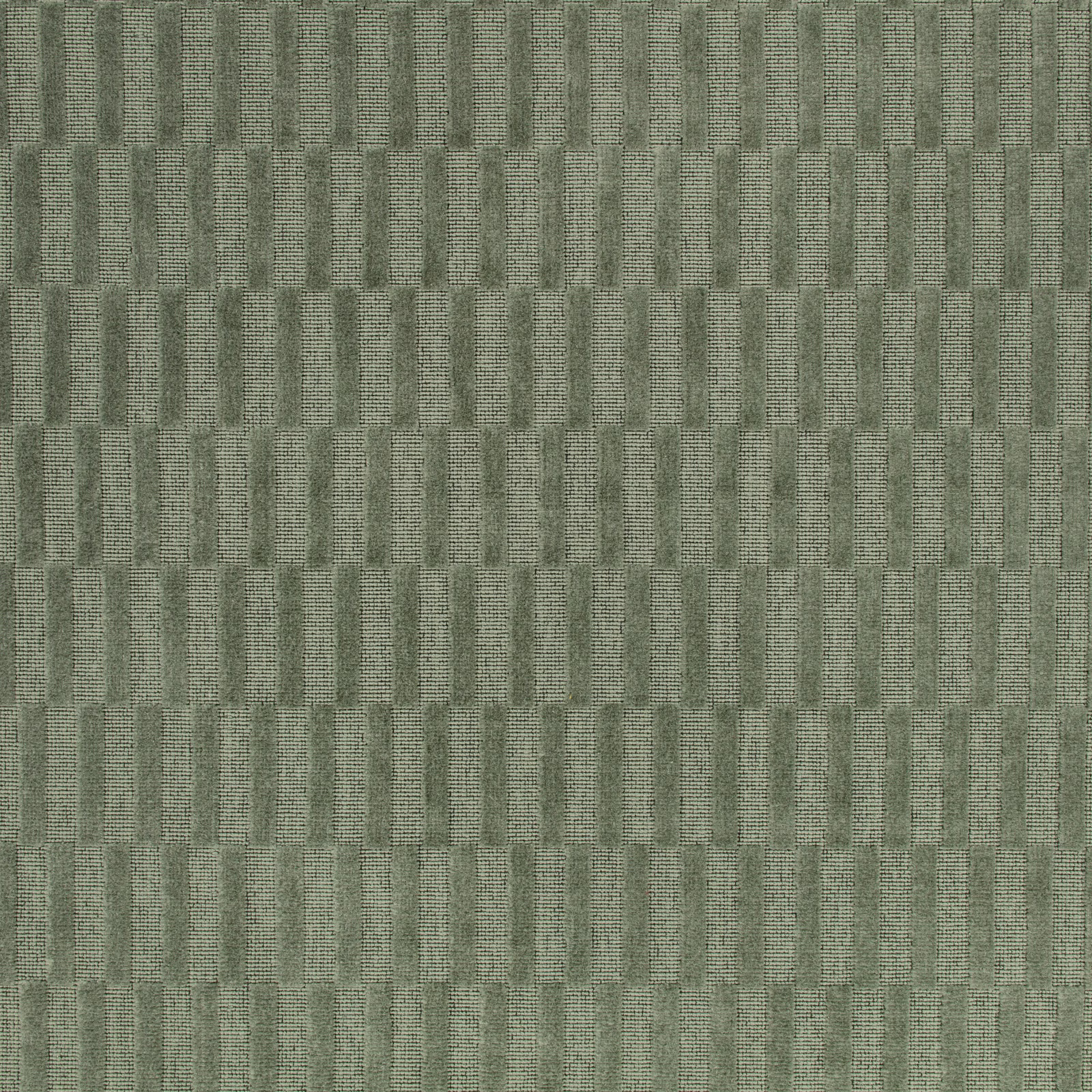 Muted seafoam woven fabric with broken vertical blocks and fine linear texture