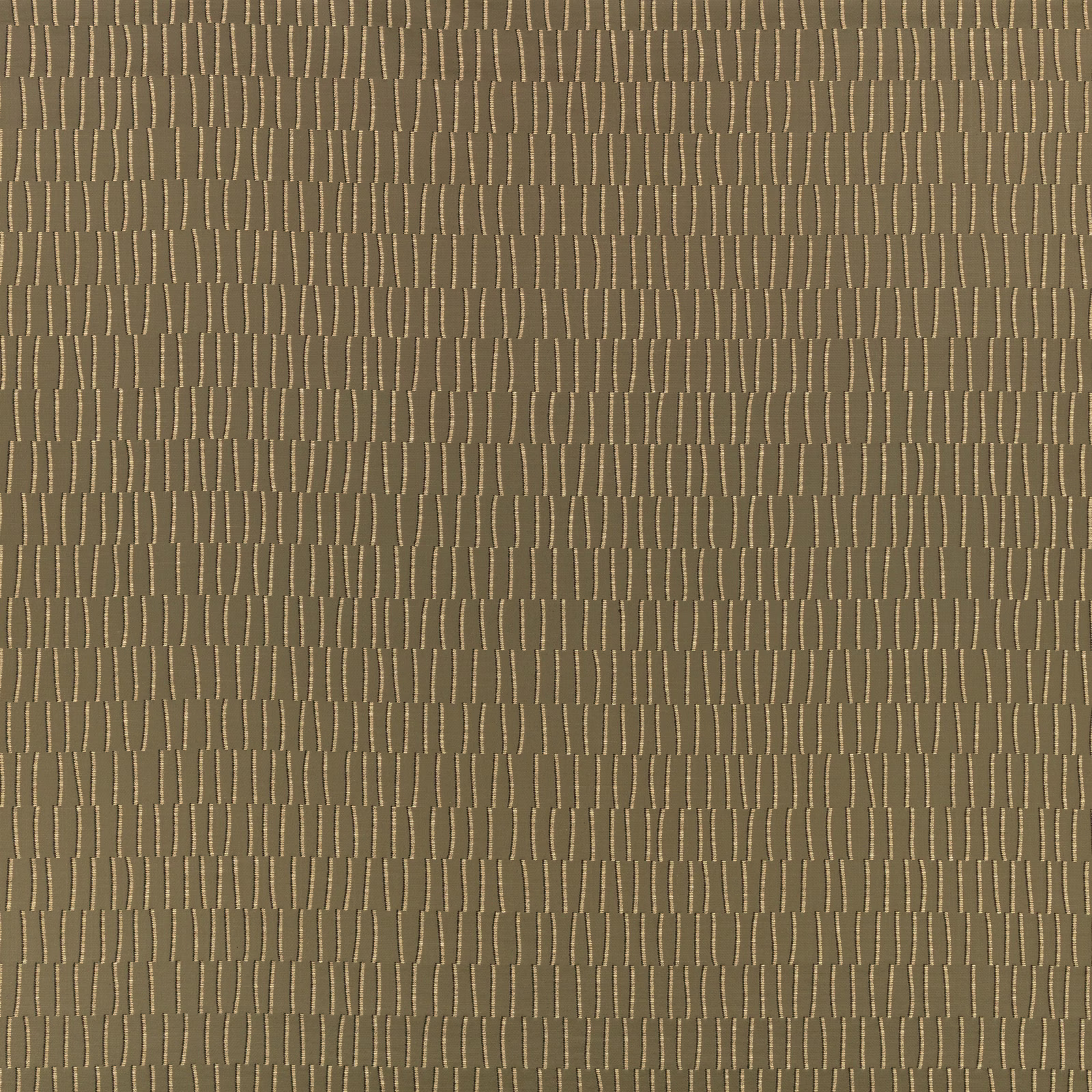 Muted moss olive woven fabric with irregular pale vertical dashes and tactile texture