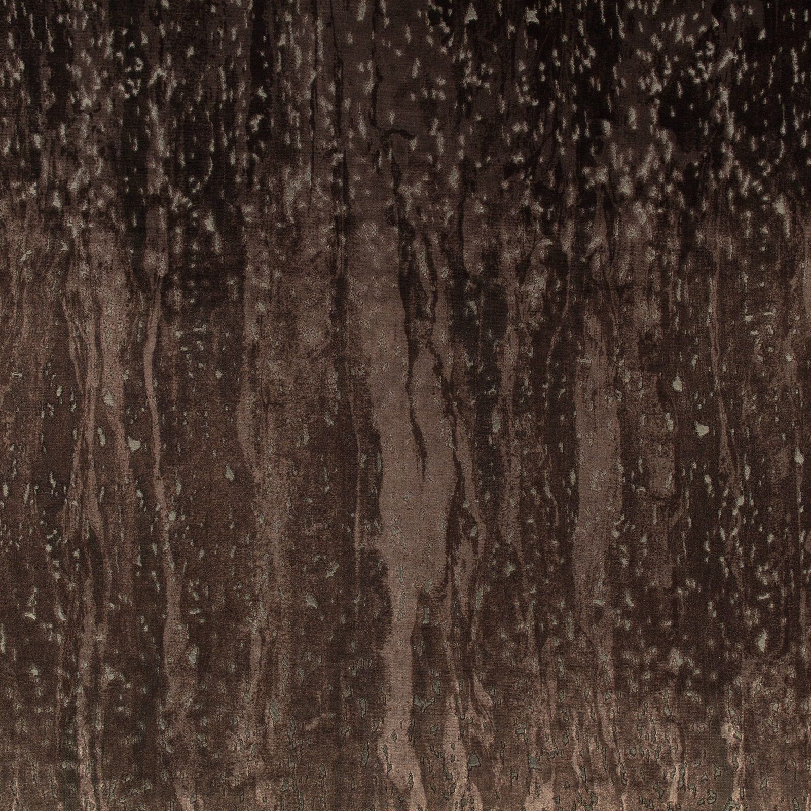 Deep espresso brown textile with irregular vertical bark-like streaks and tactile highlights