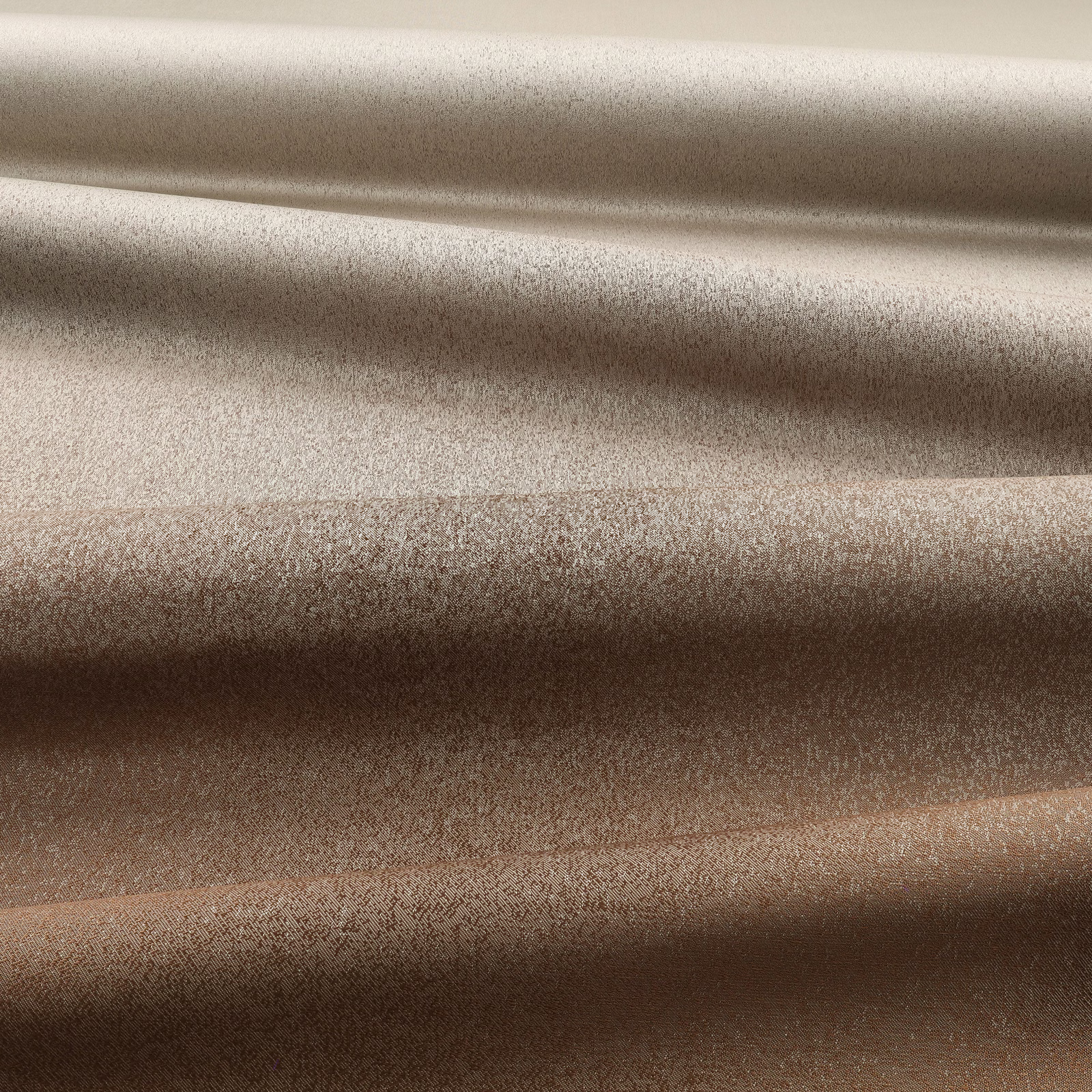 Warm stone-bronze textile with fine mottling shown in softly folded drapery