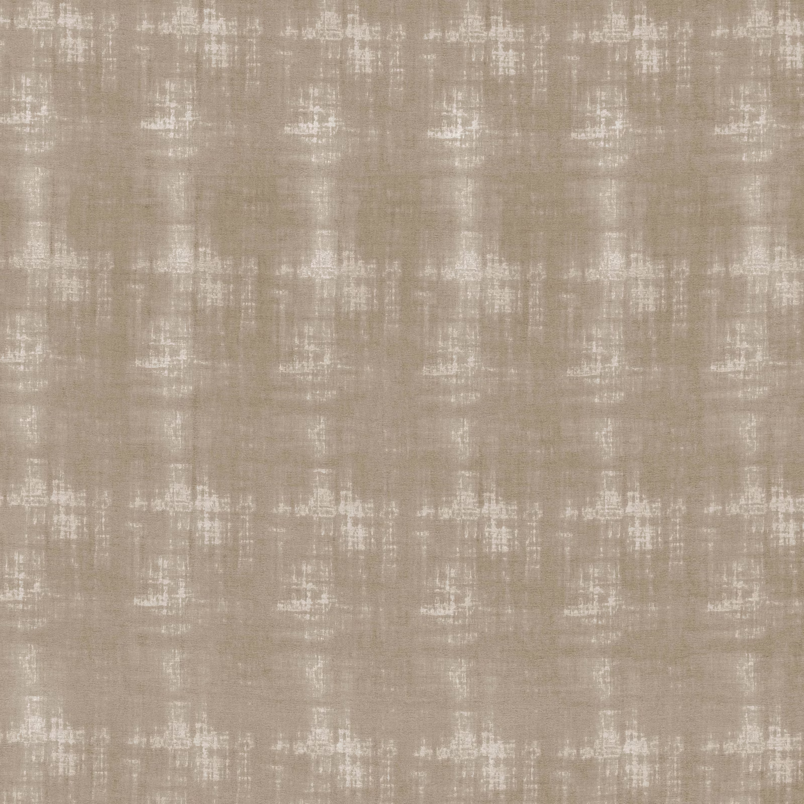 Sand-taupe woven fabric with chalky distressed grid and mottled surface texture