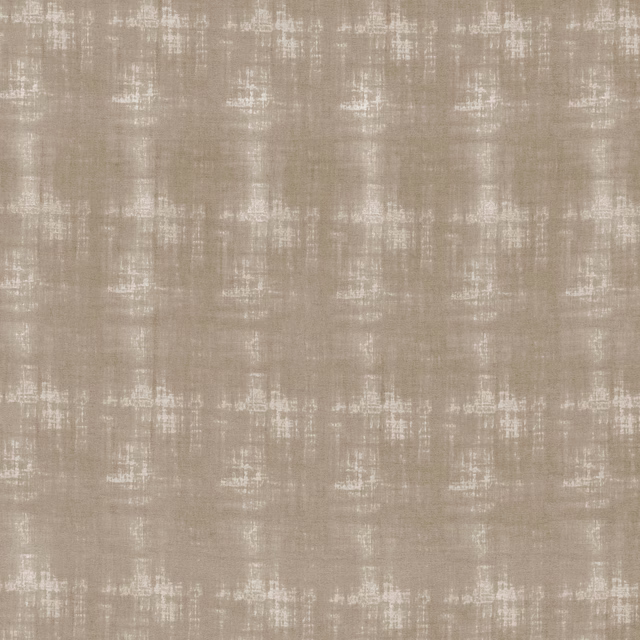 Sand-taupe woven fabric with chalky distressed grid and mottled surface texture