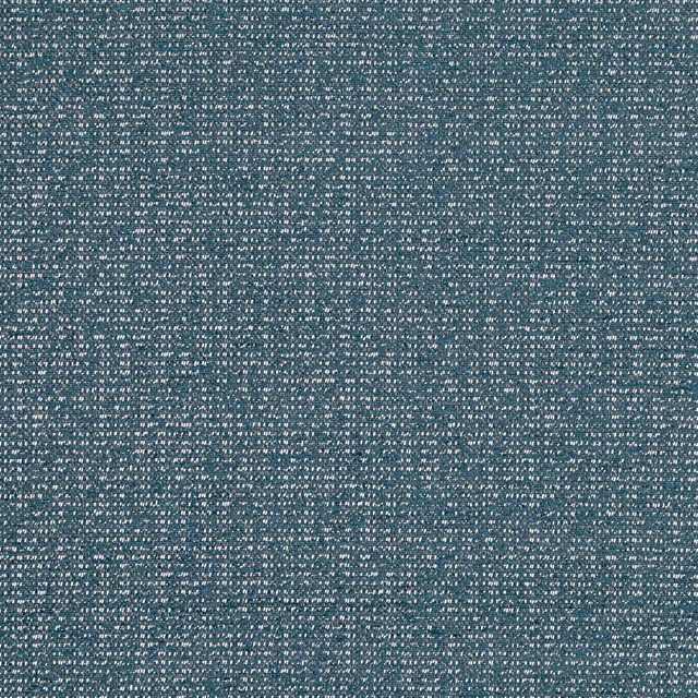 Close-up of smoky teal-blue woven fabric with fine pale flecks and tactile texture