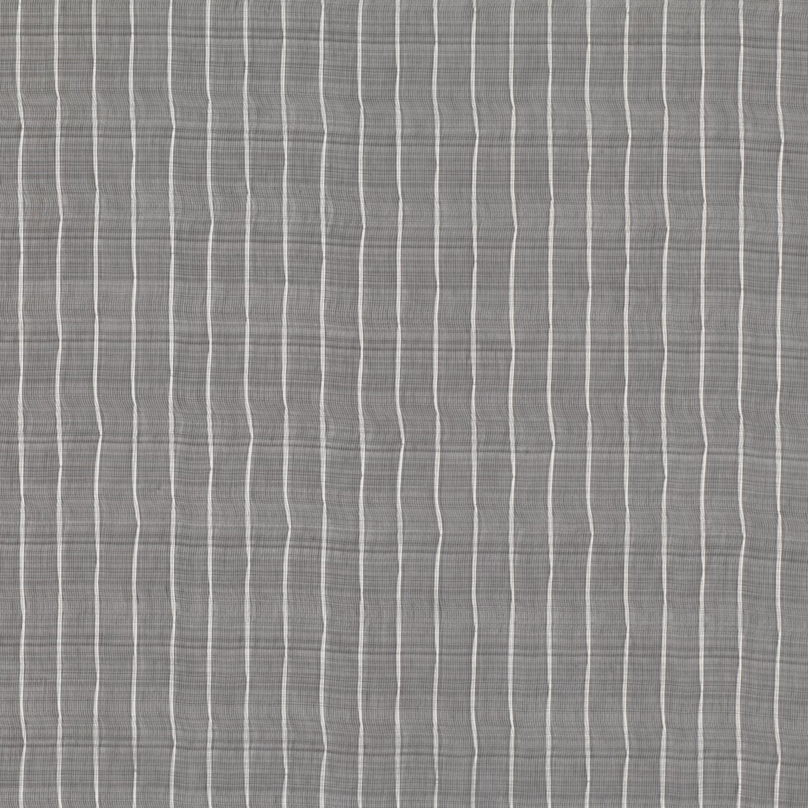 Cool mineral-grey woven fabric with fine wavering pale vertical stripes