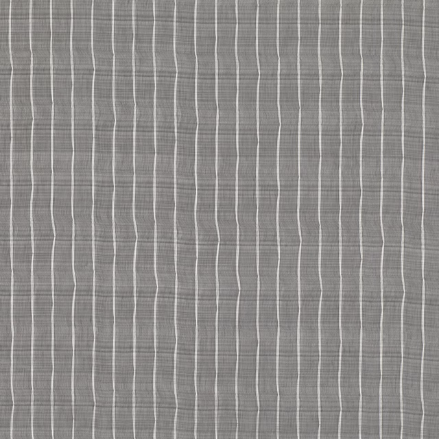 Cool mineral-grey woven fabric with fine wavering pale vertical stripes