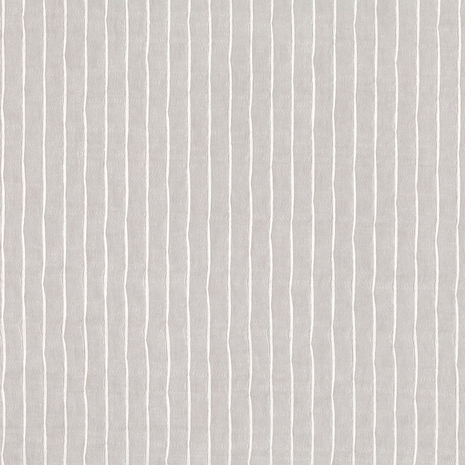 Warm pale-grey fabric with irregular ivory vertical stripes and a softly textured surface