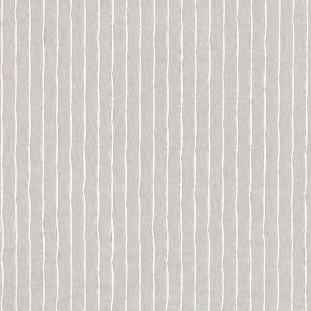 Warm pale-grey fabric with irregular ivory vertical stripes and a softly textured surface