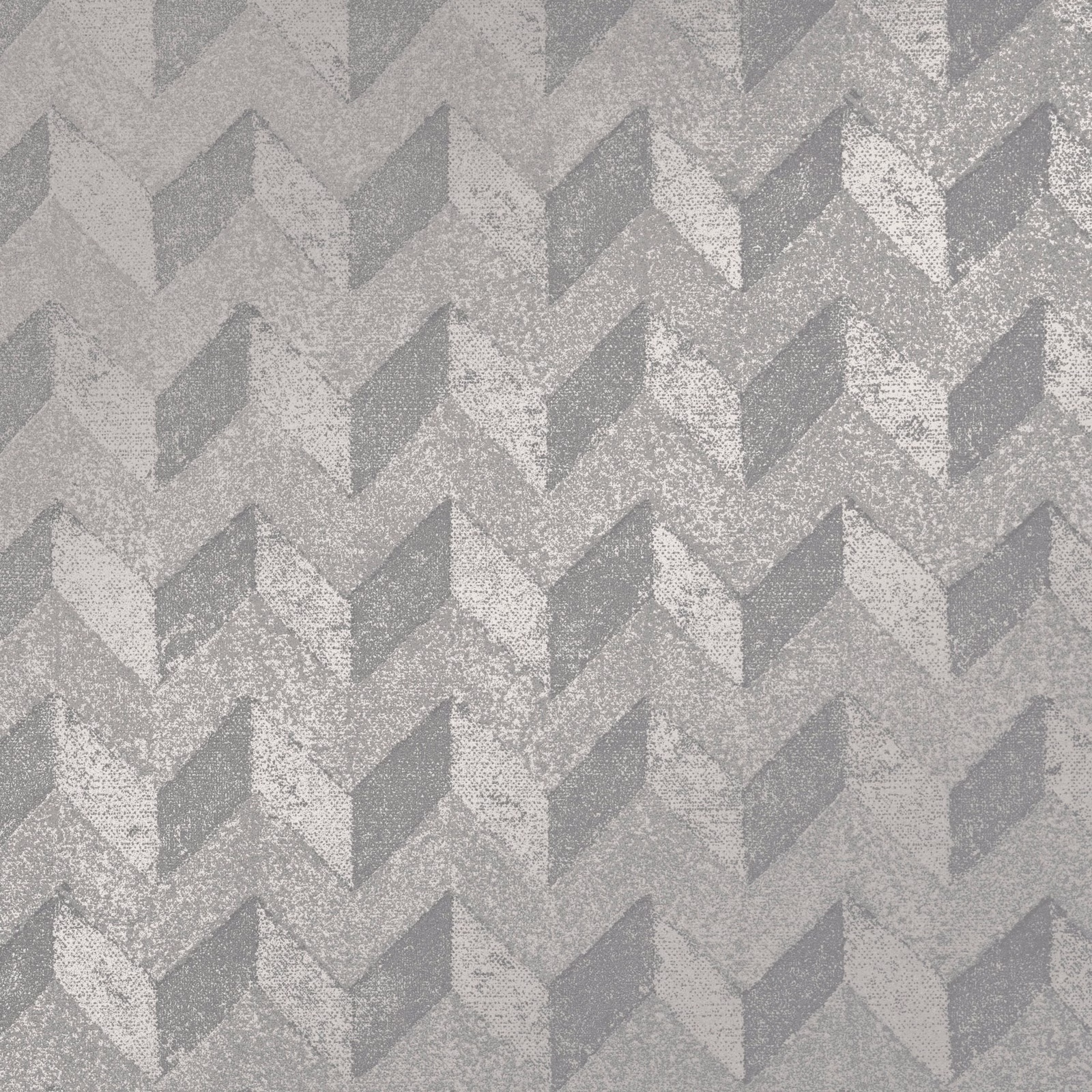 Cool silver-grey wallpaper with a mottled faceted chevron pattern