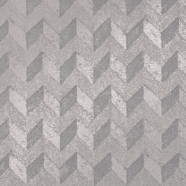 Cool silver-grey wallpaper with a mottled faceted chevron pattern