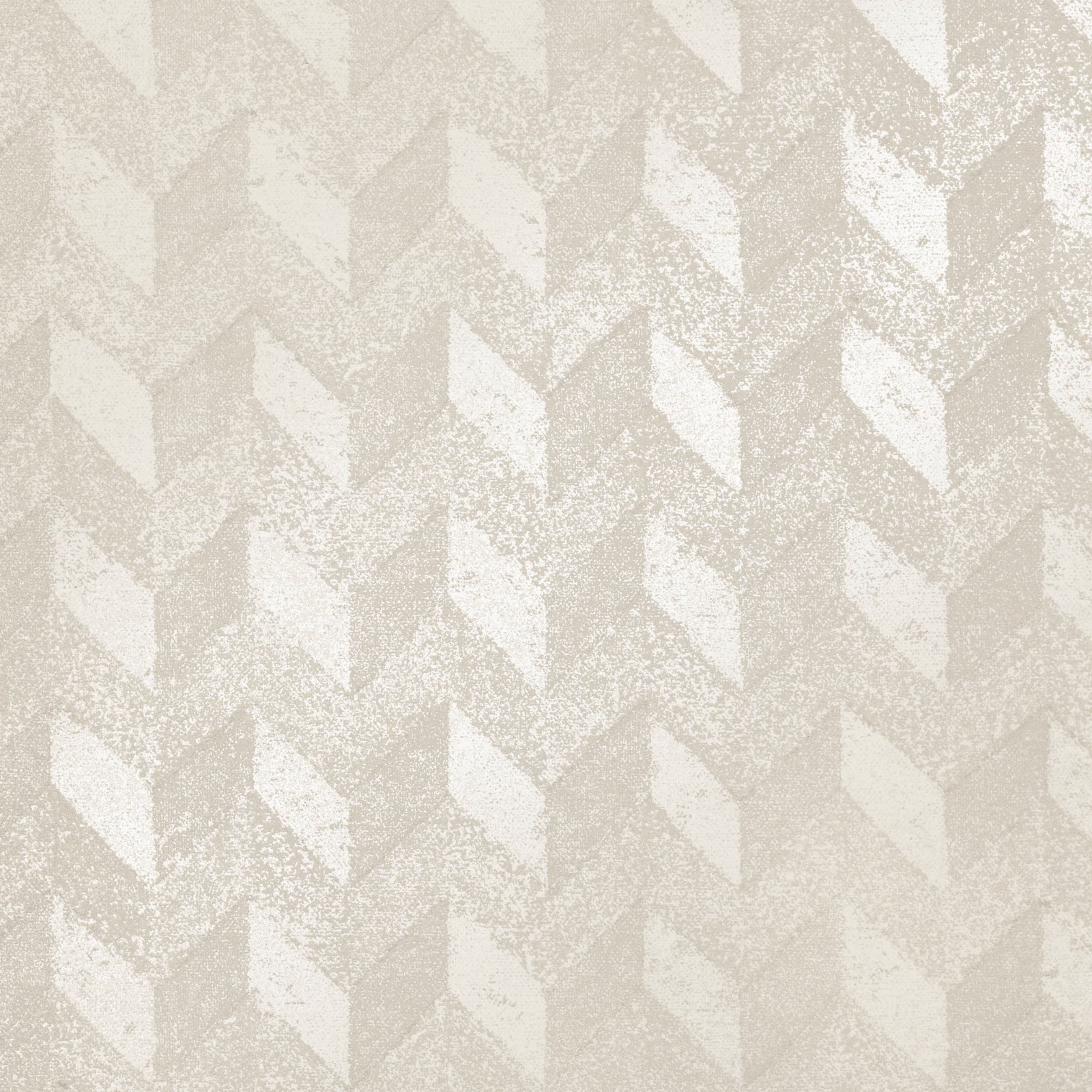 Pale ivory wallpaper with distressed geometric facets in a softly mottled repeating pattern
