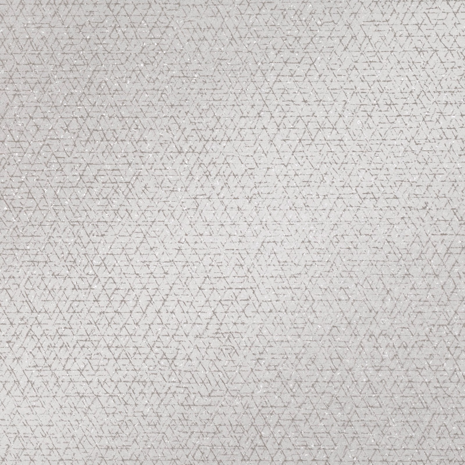 Cool silver-grey wallcovering with fine intersecting angular lines and mottled texture
