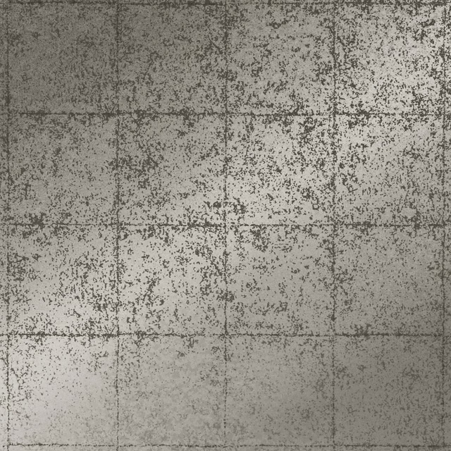 Cool grey wallpaper with distressed rectangular grid and dense charcoal mottling
