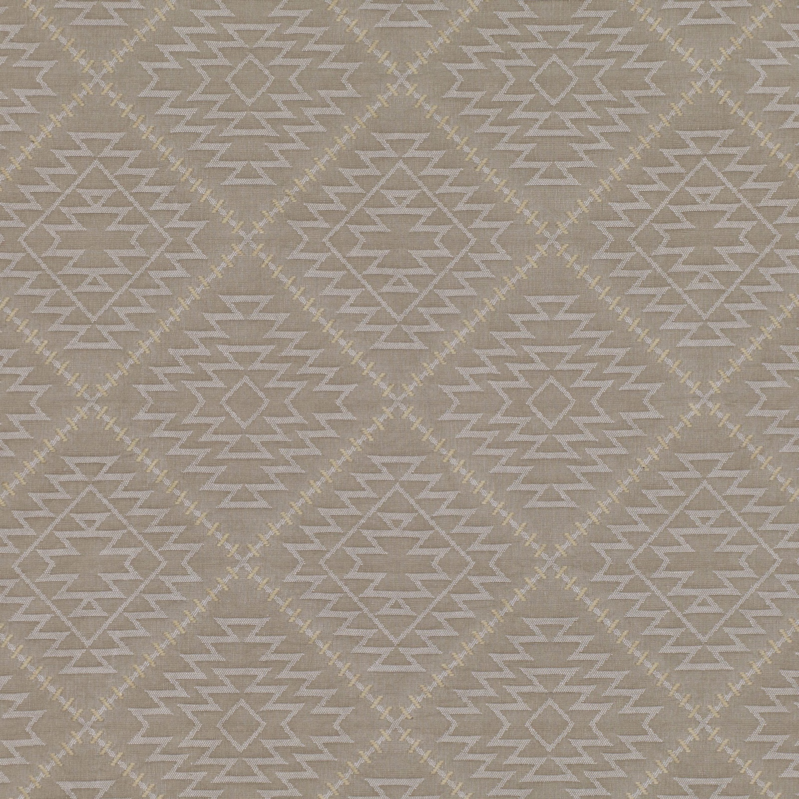 Warm taupe-grey basket weave with pale geometric diamond motifs in rows