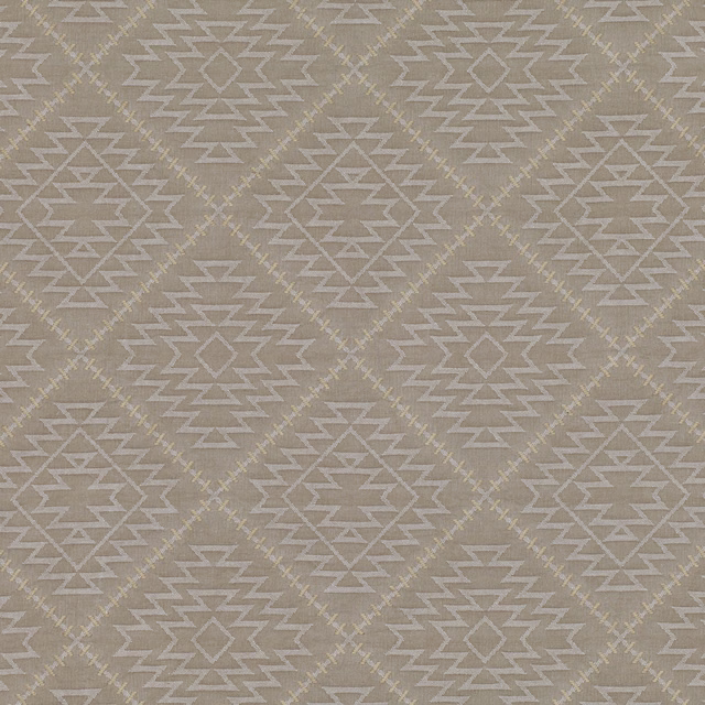 Warm taupe-grey basket weave with pale geometric diamond motifs in rows
