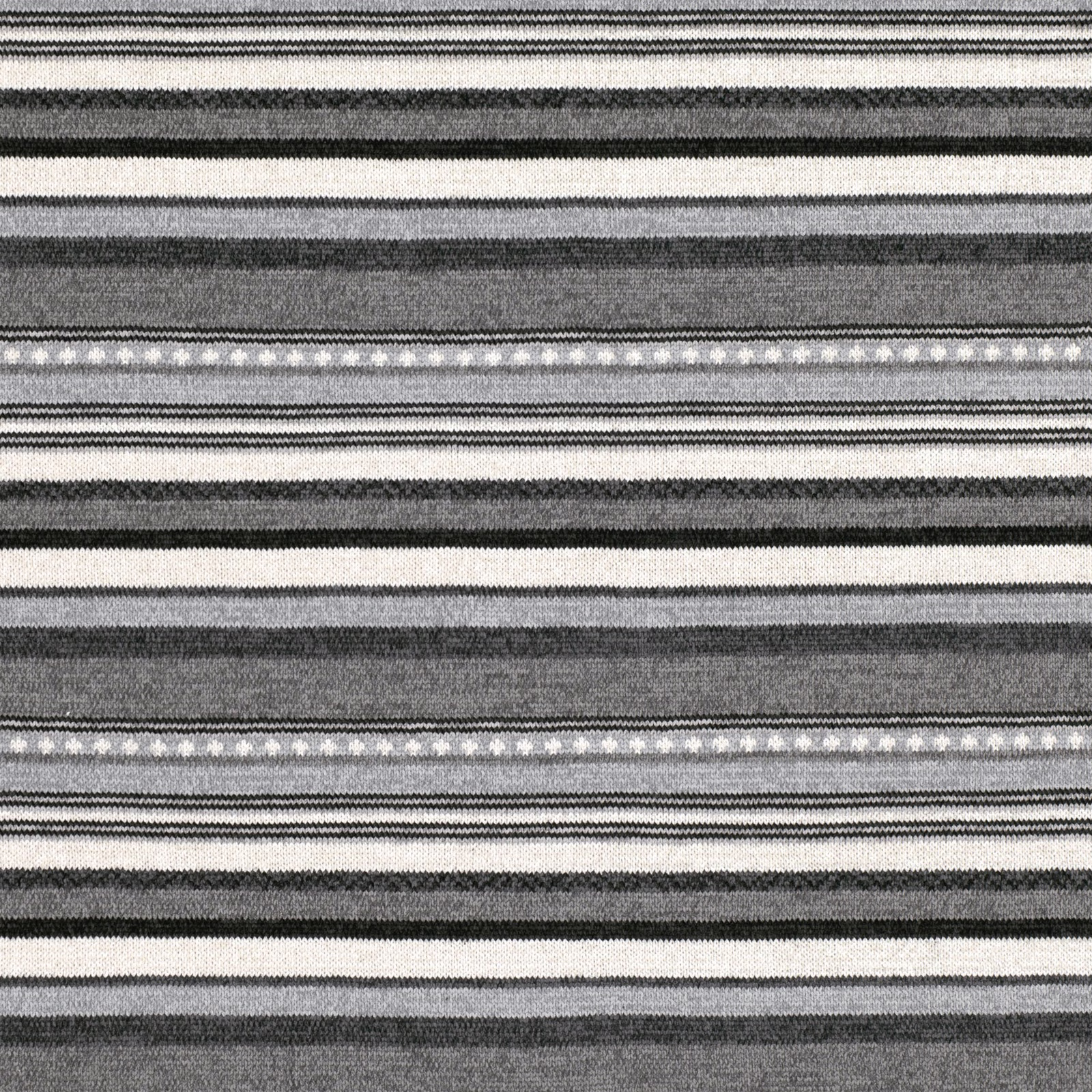 Cool mineral grey woven fabric with irregular charcoal and white horizontal stripes