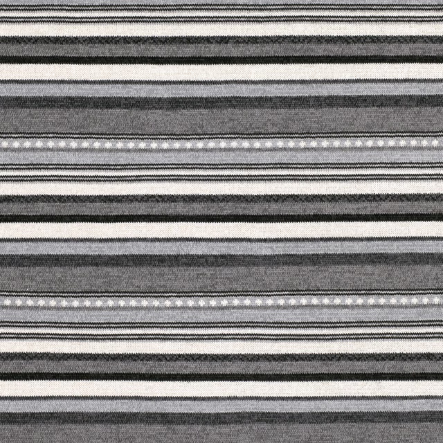 Cool mineral grey woven fabric with irregular charcoal and white horizontal stripes