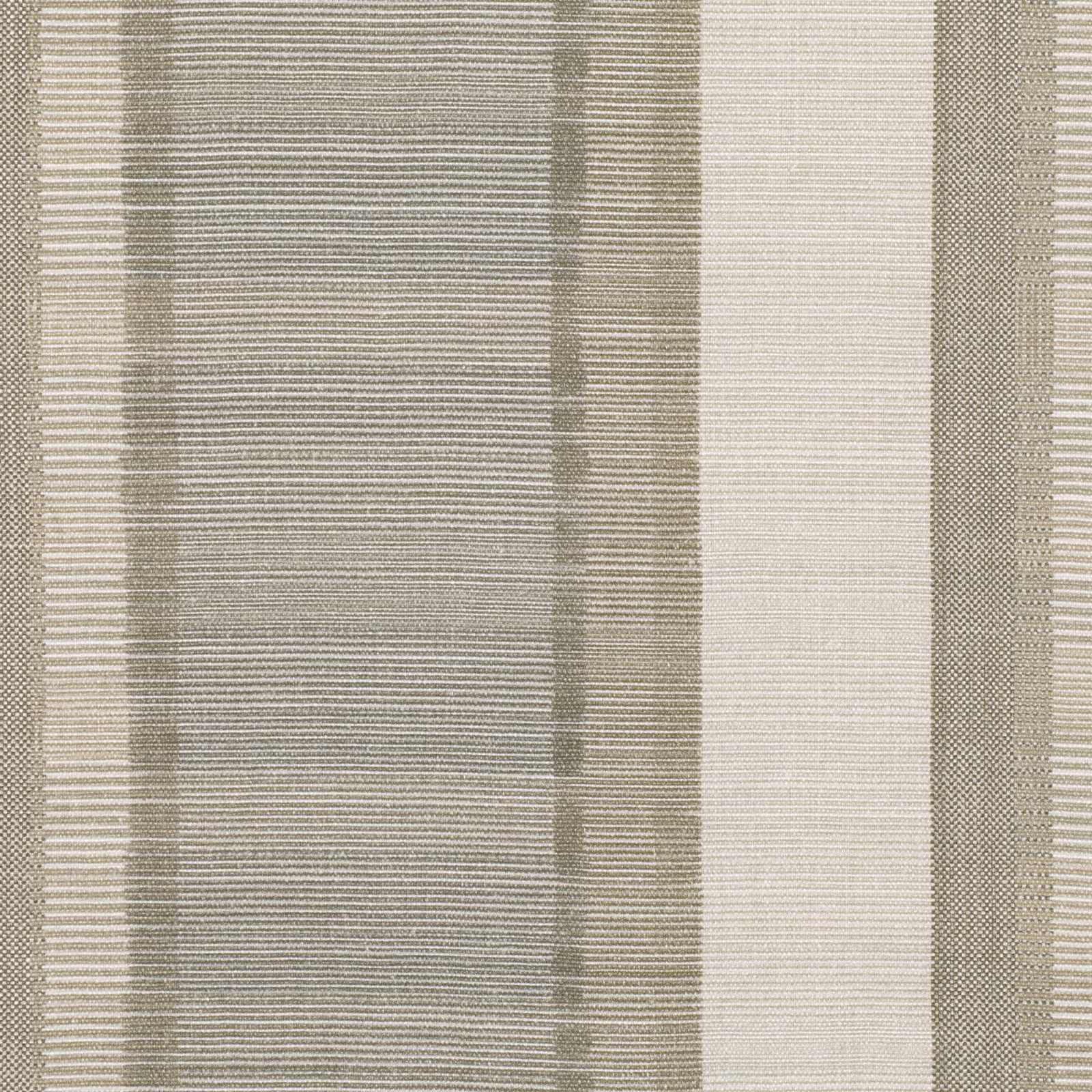 Taupe-grey and ivory vertical bands with a fine horizontal woven texture