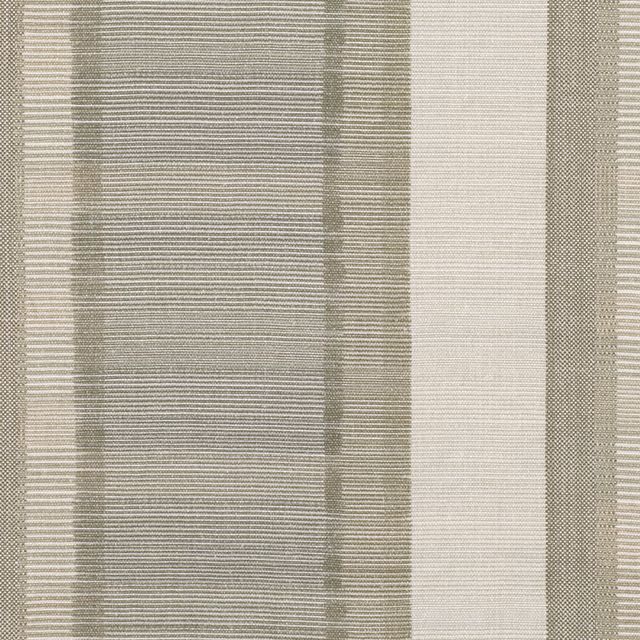 Taupe-grey and ivory vertical bands with a fine horizontal woven texture