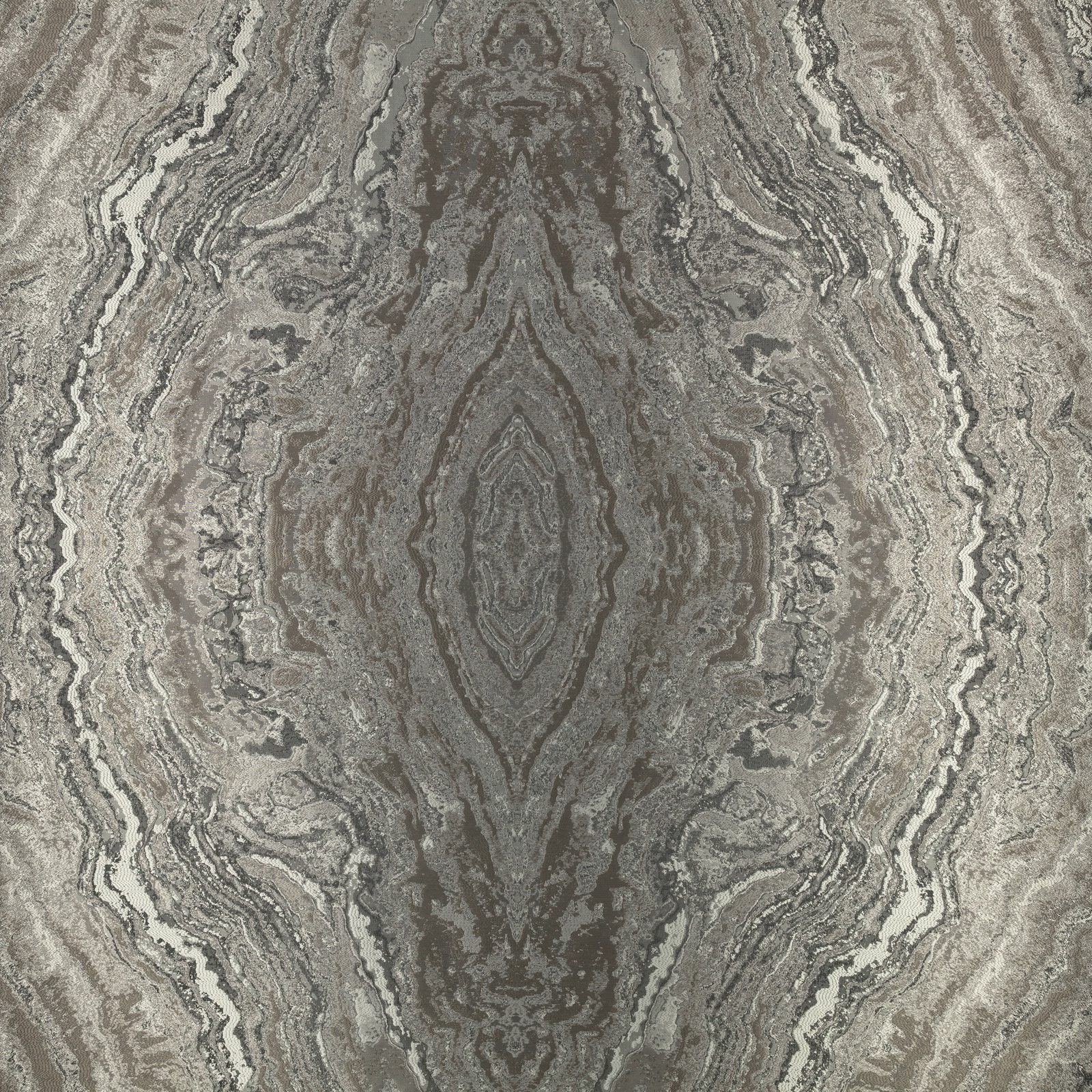 Charcoal and taupe marbled textile with a mirrored mineral-patterned centre