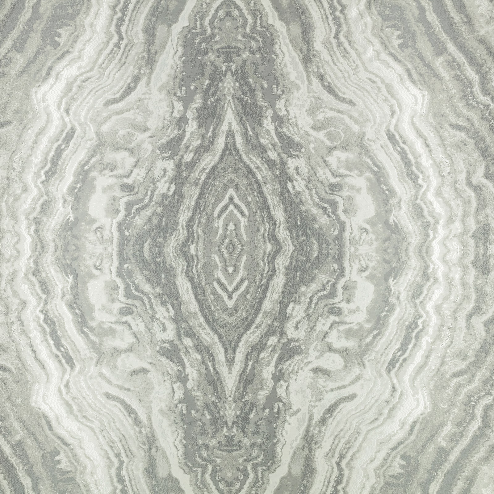 Silver-grey textile with a symmetrical marbled diamond motif and rippling textured lines