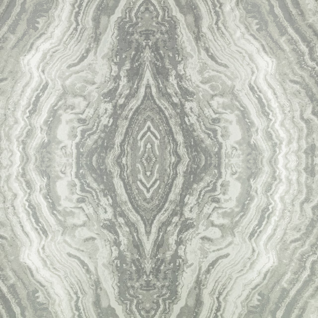 Silver-grey textile with a symmetrical marbled diamond motif and rippling textured lines